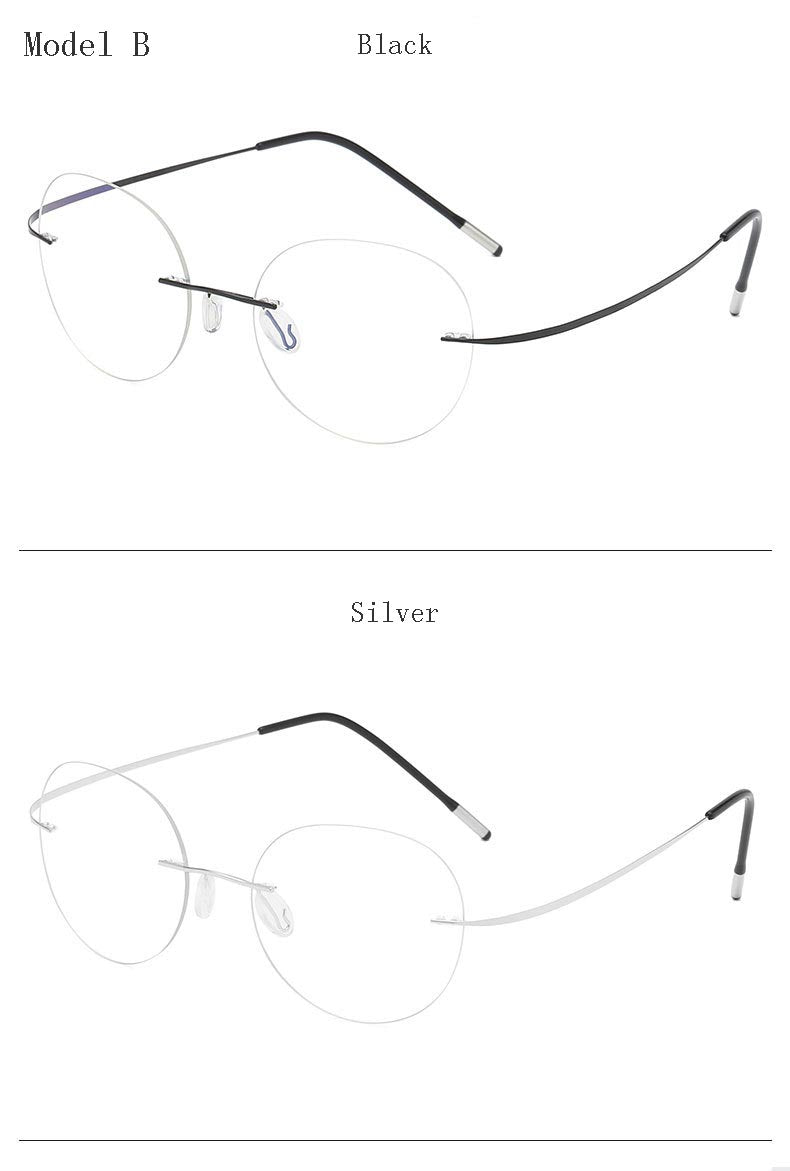 Hdcrafter Unisex Rimless Polygon Round Titanium Frame Eyeglasses 6001-6002 Rimless Hdcrafter Eyeglasses