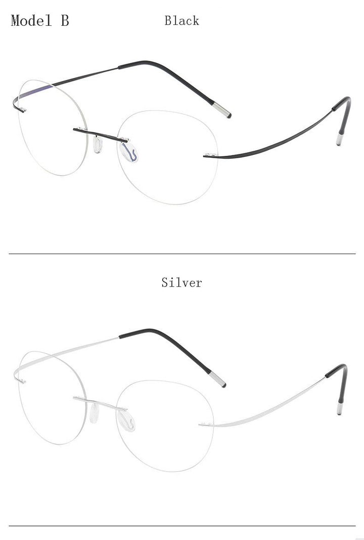Hdcrafter Unisex Rimless Polygon Round Titanium Frame Eyeglasses 6001-6002 Rimless Hdcrafter Eyeglasses