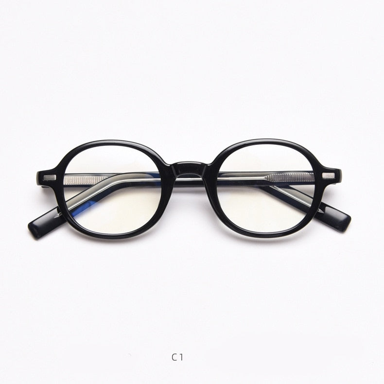 CCspace Unisex Full Rim Oval Tr 90 Titanium Frame Acetate Leg Eyeglasses 49828 Full Rim CCspace C1Black
