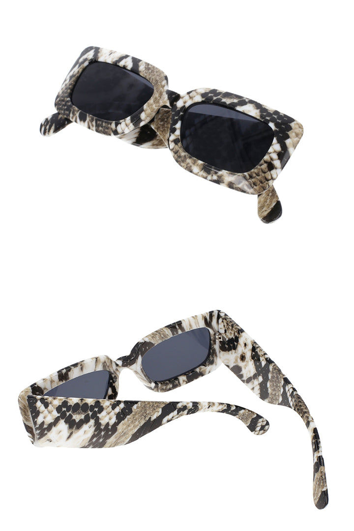 CCspace Women's Full Rim Rectangle Resin Snake Skin Python Frame Sunglasses 53026 Sunglasses CCspace Sunglasses