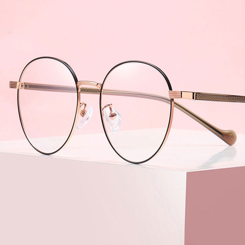 Handoer Unisex Full Rim Round Square Alloy Acetate Eyeglasses 1903 Full Rim Handoer