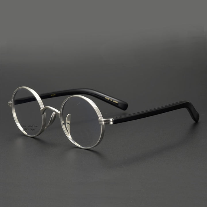 Yujo Unisex Full Rim Thick Round Titanium Acetate Eyeglasses Y041 Full Rim Yujo