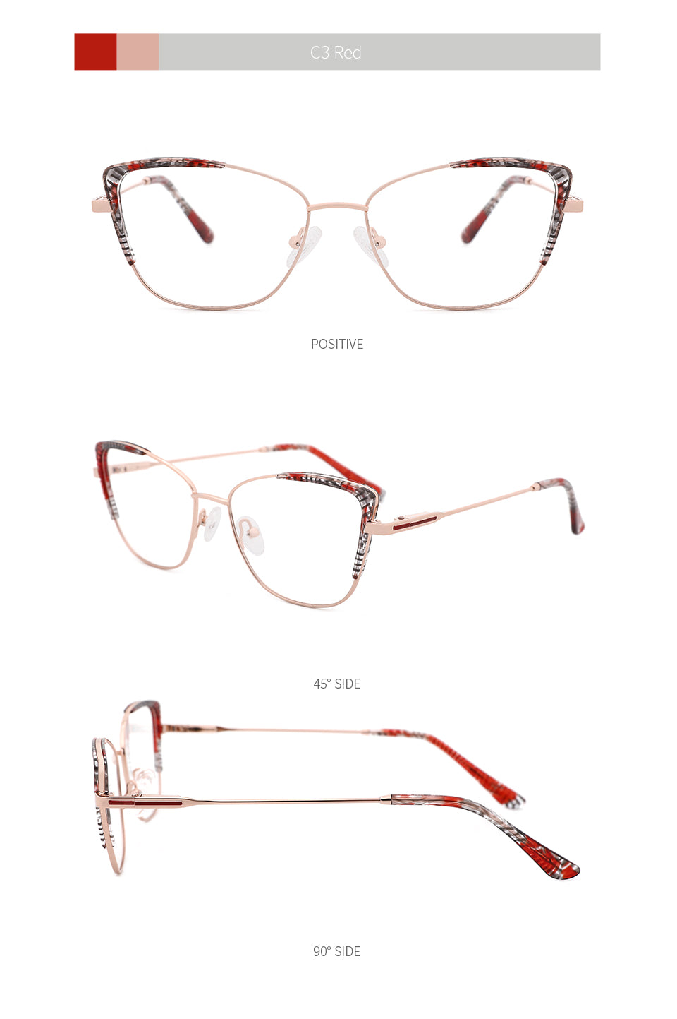 Kansept Women's Full Rim Cat Eye Stainless Steel Frame Eyeglasses Ms8124 Full Rim Kansept