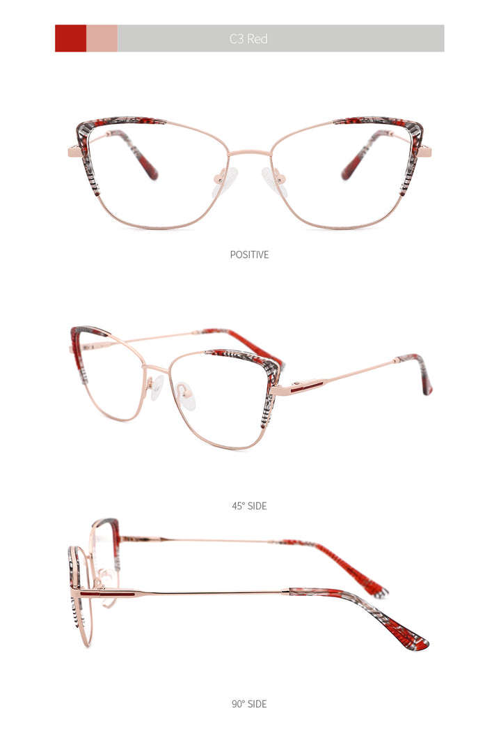 Kansept Women's Full Rim Cat Eye Stainless Steel Frame Eyeglasses Ms8124 Full Rim Kansept