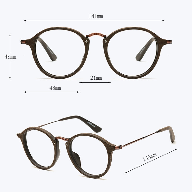 Hdcrafter Unisex Full Rim Round Wood Frame Eyeglasses Rb2447 Full Rim Hdcrafter Eyeglasses