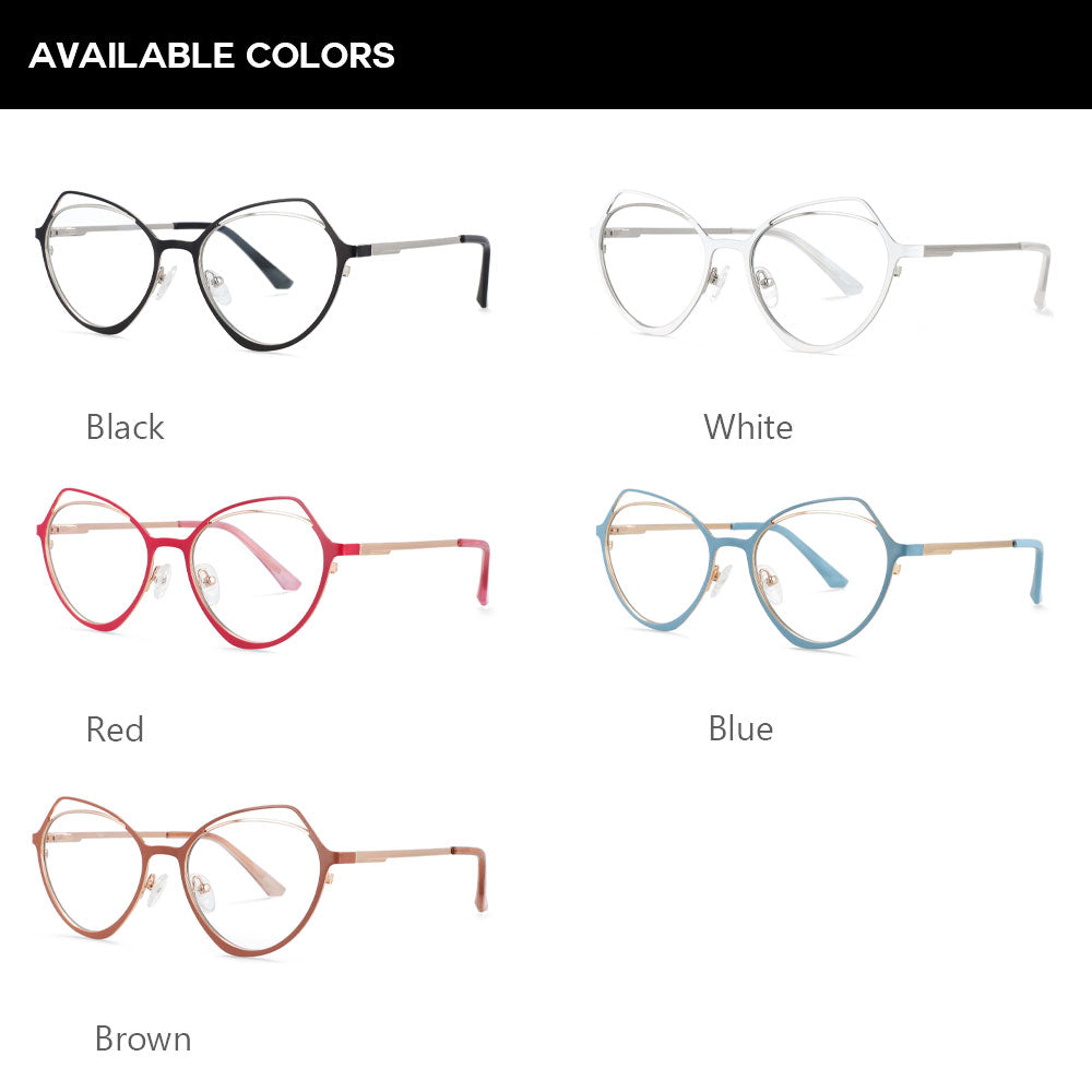 CCspace Women's Full Rim Irregular Cat Eye Alloy Frame Eyeglasses 54103 Full Rim CCspace