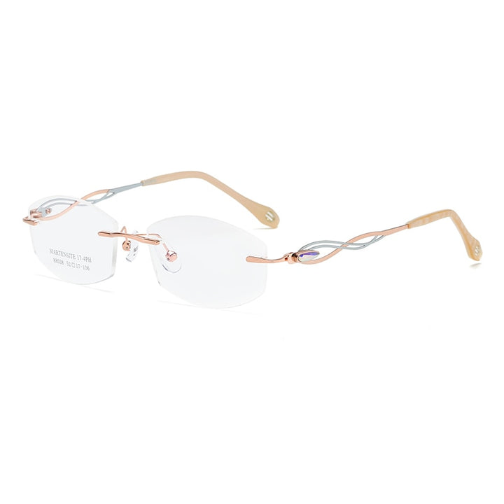 Zirosat 88038 Women's Eyeglasses Tint Lenses Diamond Cutting Rimless Titanium Rimless Zirosat golden