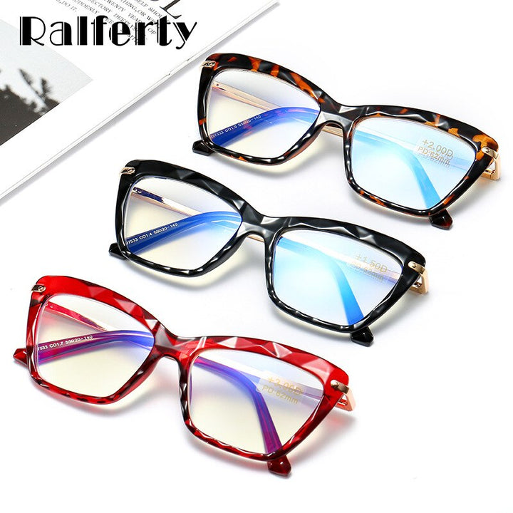 Ralferty Women's Reading Glasses Acetate Cat Eye 9753 Reading Glasses Ralferty