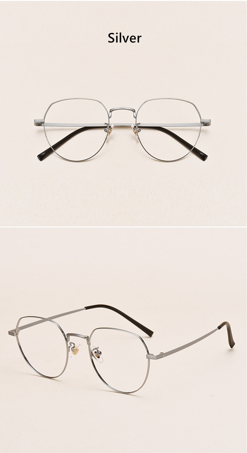 Yimaruili Unisex Full Rim Round Titanium Frame Eyeglasses 1901 Full Rim Yimaruili Eyeglasses