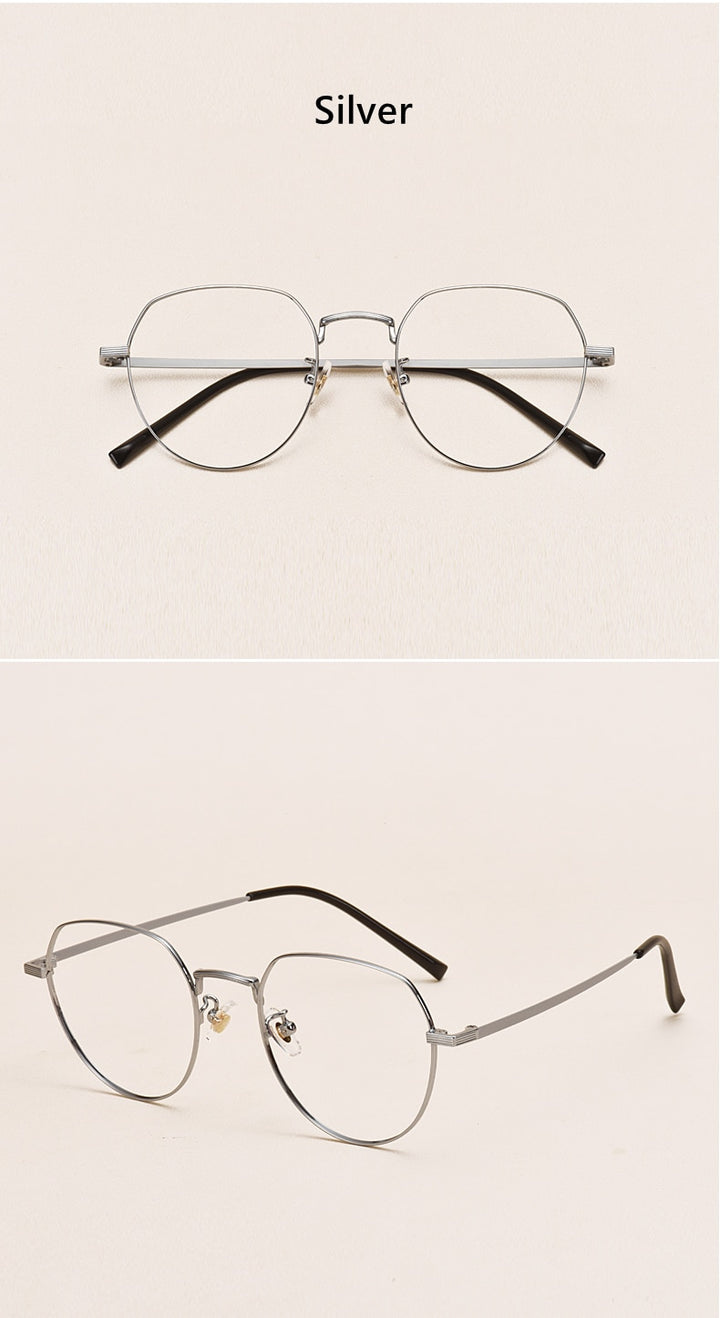 Yimaruili Unisex Full Rim Round Titanium Frame Eyeglasses 1901 Full Rim Yimaruili Eyeglasses