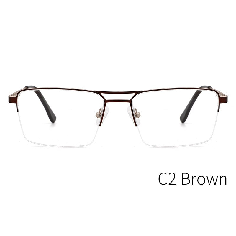 Kansept Men's Semi Rim Square Double Bridge Stainless Steel Frame Eyeglasses Me2360 Semi Rim Kansept