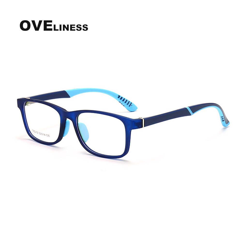 Oveliness Unisex Children's Full Rim Square Tr 90 Titanium Eyeglasses Oltrd12p Full Rim Oveliness blue