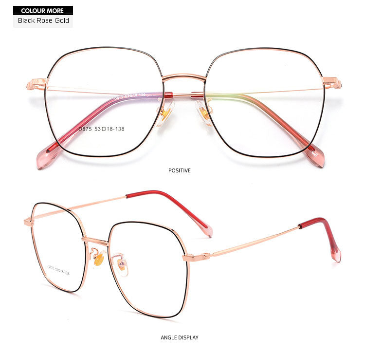 Hotony Unisex Full Rim Polygon Alloy Frame Spring Hinge Eyeglasses D875 Full Rim Hotony