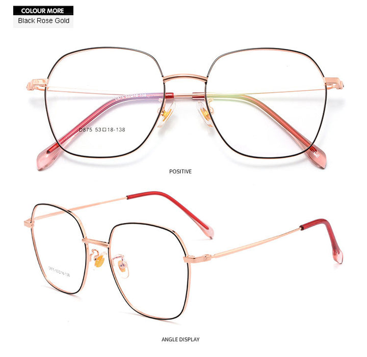 Hotony Unisex Full Rim Polygon Alloy Frame Spring Hinge Eyeglasses D875 Full Rim Hotony