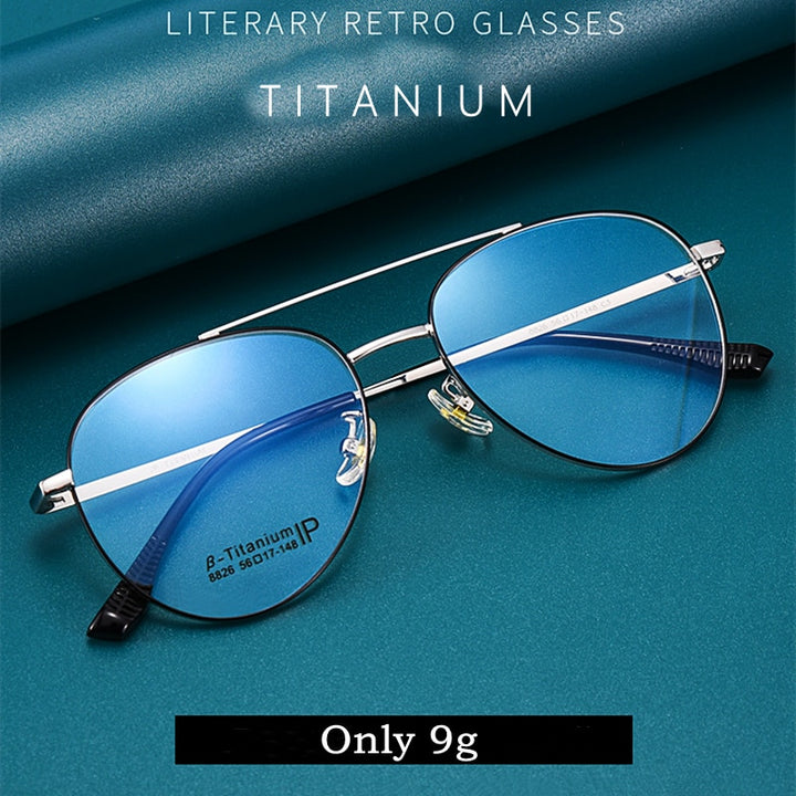 Yimaruili Unisex Full RIm Double Bridge β Titanium Frame Eyeglasses 8826 Full Rim Yimaruili Eyeglasses