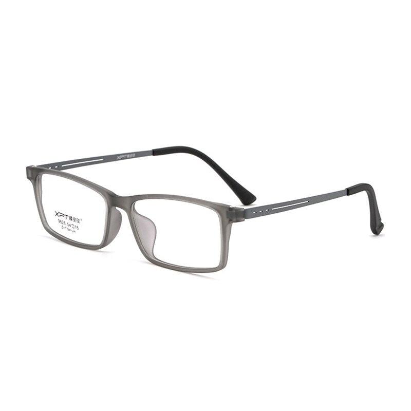 Hotony Unisex Full Rim Rectangle TR 90 Resin B Titanium Frame Eyeglasses 9826 Full Rim Hotony gray
