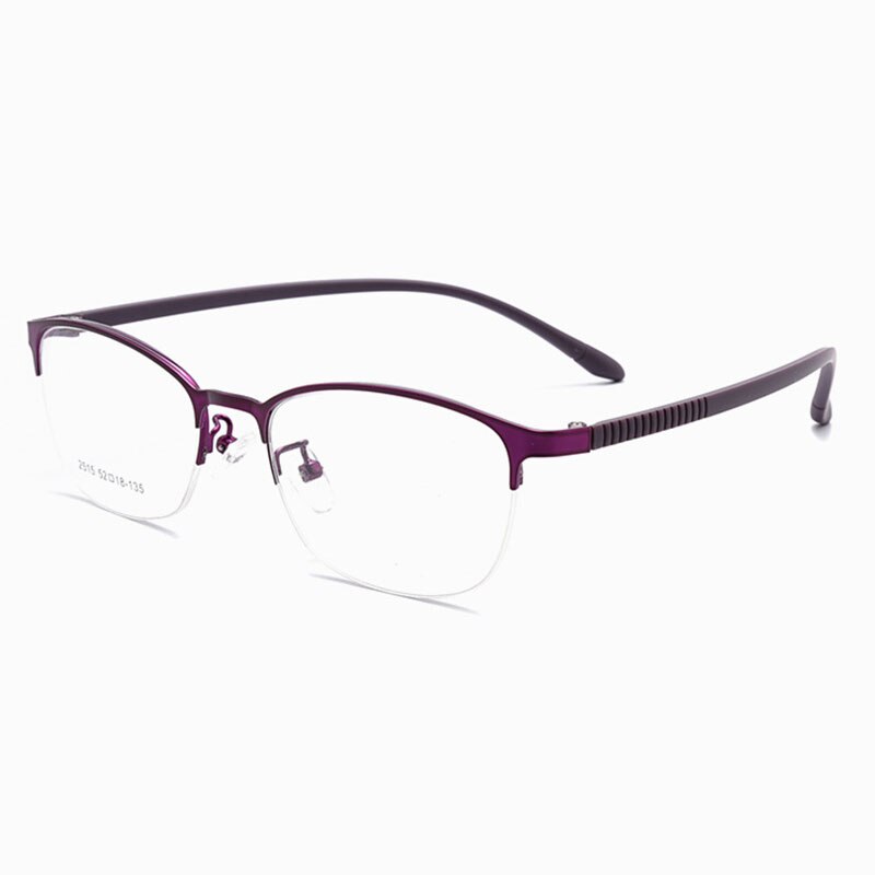 Hotony Unisex Full/Semi Rim Alloy Frame Eyeglasses 2516 Semi Rim Hotony Purple-Half Rim