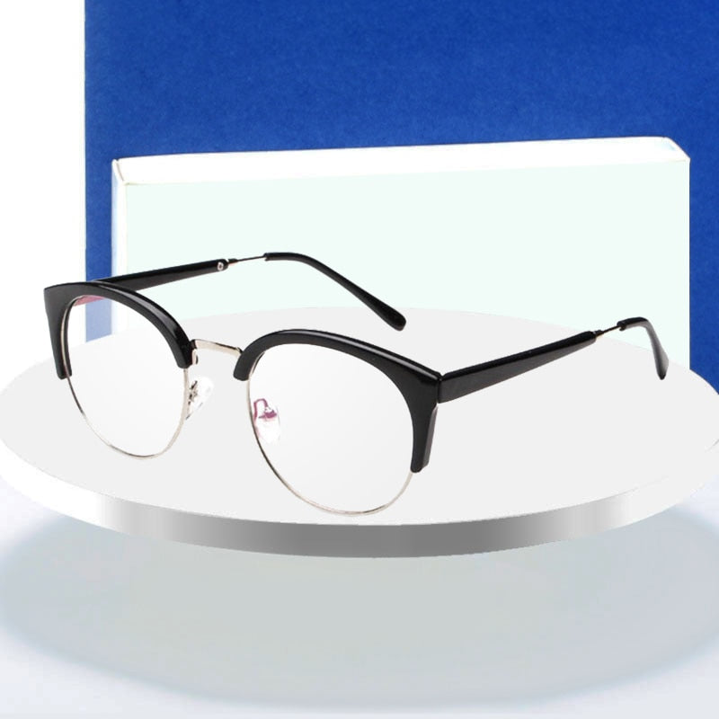 Hotochki Women's Semi Rim Cat Eye Plastic Metal Frame Eyeglasses 322 Semi Rim Hotochki