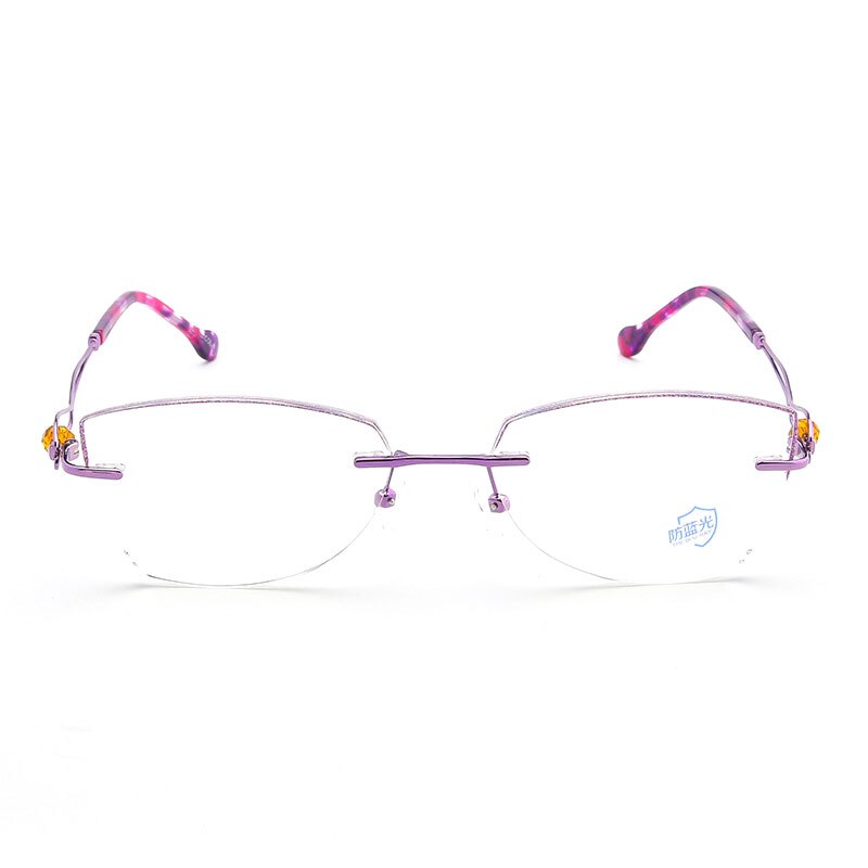 Reven Jate Women's Eyeglasses Titanium Rimless Diamond Cutting 2534 Rimless Reven Jate