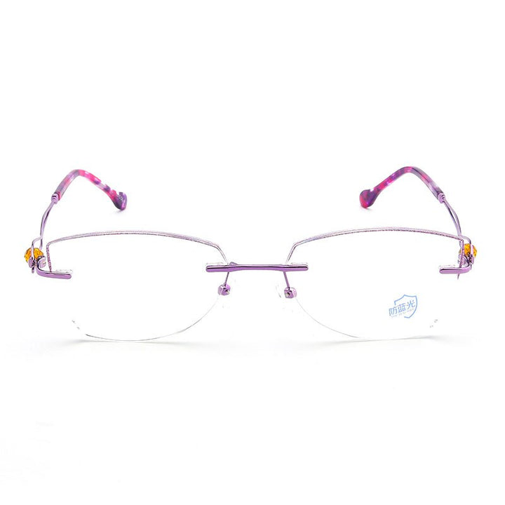 Reven Jate Women's Eyeglasses Titanium Rimless Diamond Cutting 2534 Rimless Reven Jate