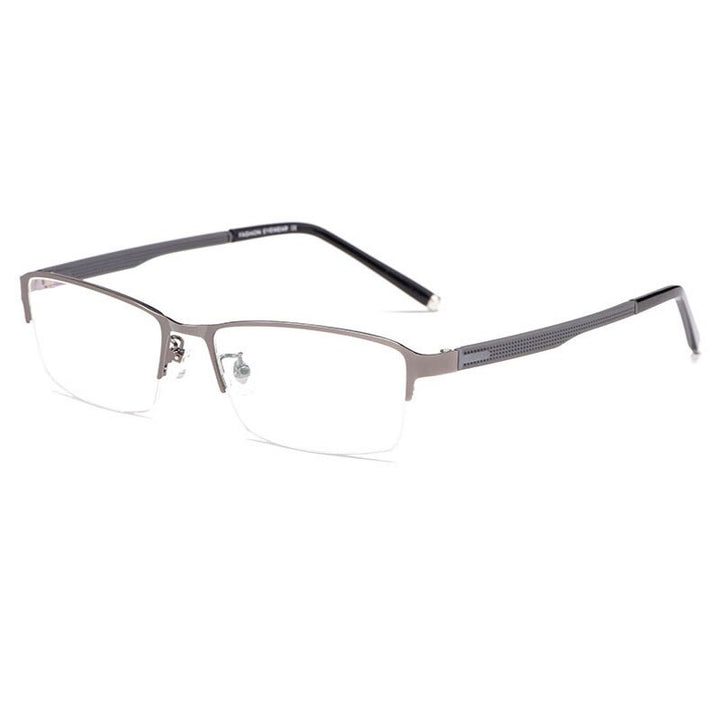 Hotochki Men's Semi Rim Rectangular Alloy Frame Eyeglasses 3095 Semi Rim Hotochki gray