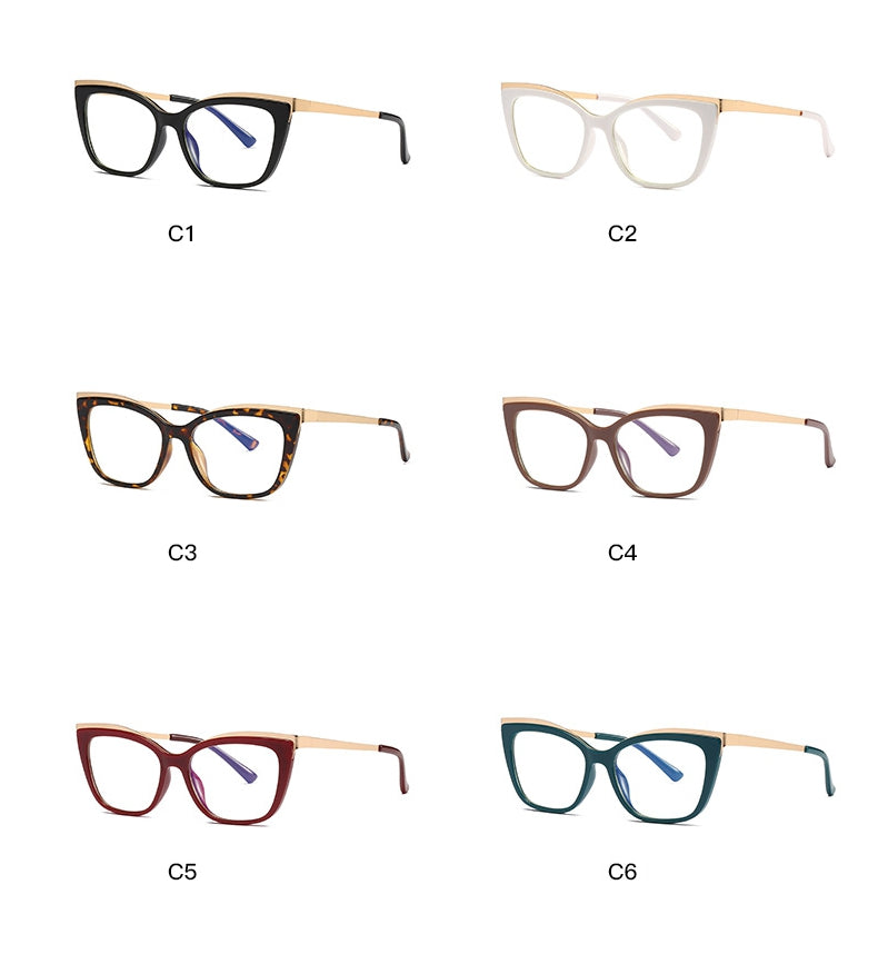 CCspace Women's Full Rim Square Cat Eye Tr 90 Titanium Frame Eyeglasses 49537 Full Rim CCspace