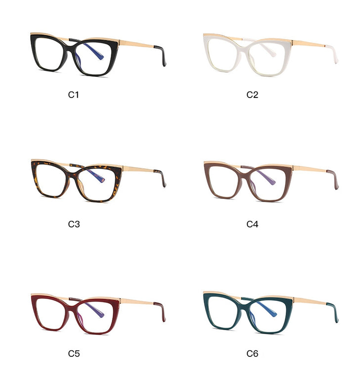 CCspace Women's Full Rim Square Cat Eye Tr 90 Titanium Frame Eyeglasses 49537 Full Rim CCspace