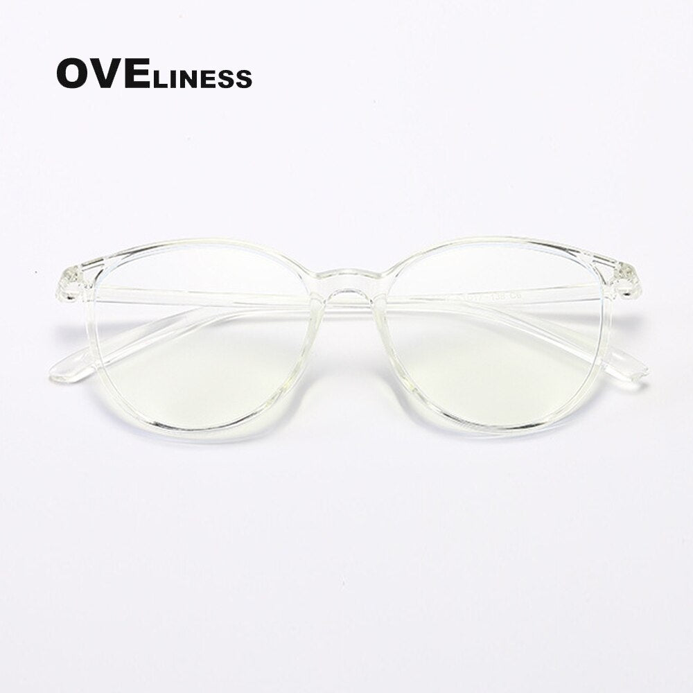 Oveliness Unisex Full Rim Round Square Tr 90 Titanium Eyeglasses 8075 Full Rim Oveliness clear