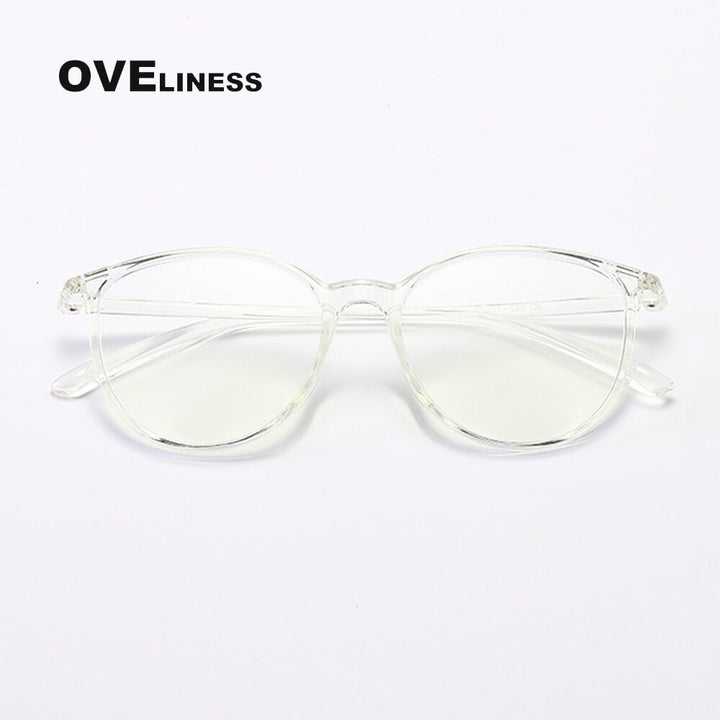 Oveliness Unisex Full Rim Round Square Tr 90 Titanium Eyeglasses 8075 Full Rim Oveliness clear