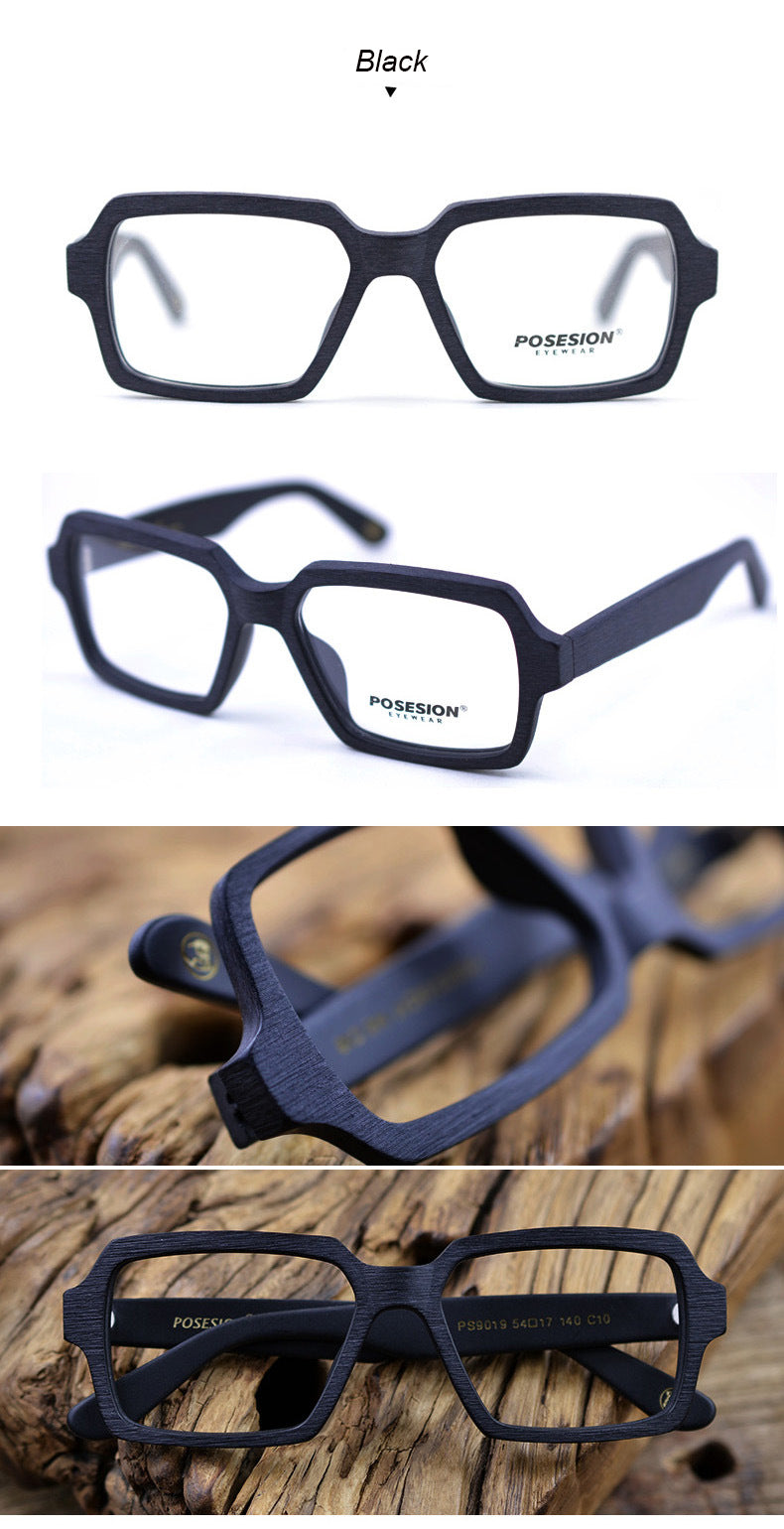 Hdcrafter Unisex Full Rim Oversized Square Wood Frame Eyeglasses Ps9019 Full Rim Hdcrafter Eyeglasses
