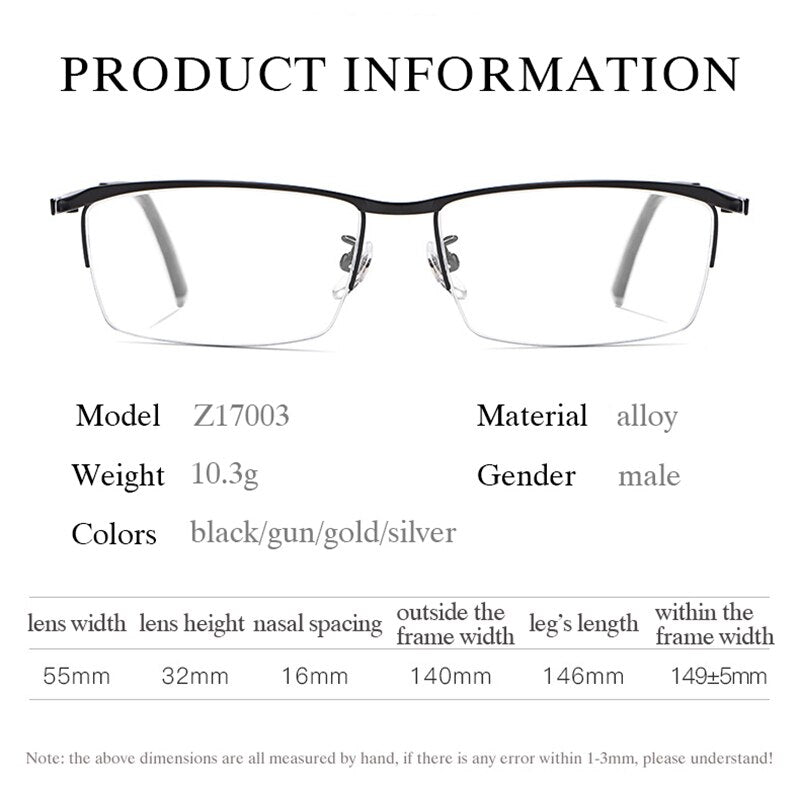 Hotochki Men's Semi Rim Alloy Frame Eyeglasses Z17003 Semi Rim Hotochki