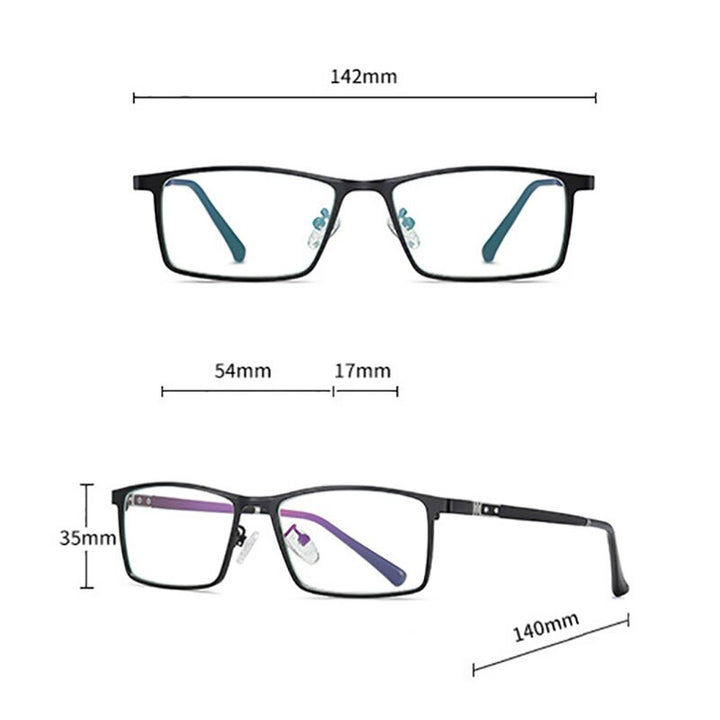 Hotochki Men's Full Rim Alloy Frame Anti Blue Lens Eyeglasses 2316 Full Rim Hotochki