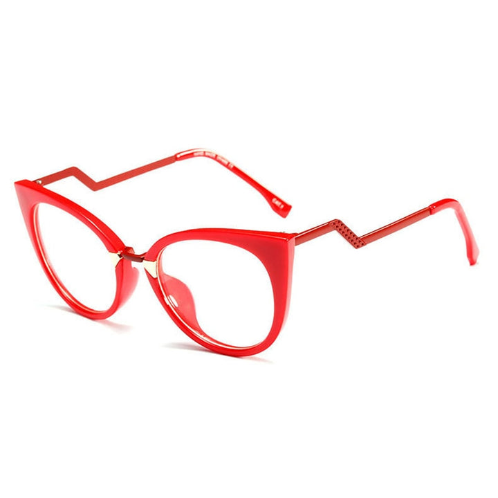Hotony Women's Full Rim Cat Eye Acetate Frame Eyeglasses 97320 Full Rim Hotony Red