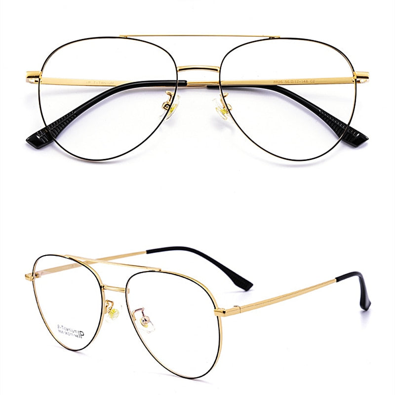 Yimaruili Unisex Full RIm Double Bridge β Titanium Frame Eyeglasses 8826 Full Rim Yimaruili Eyeglasses Black Gold China