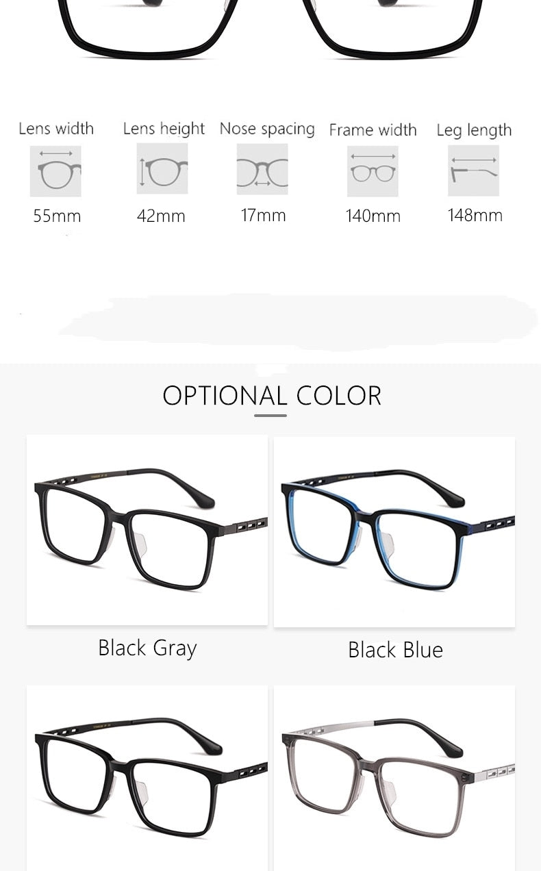 Yimaruili Men's Full Rim Titanium Frame Eyeglasses HT5022B Full Rim Yimaruili Eyeglasses