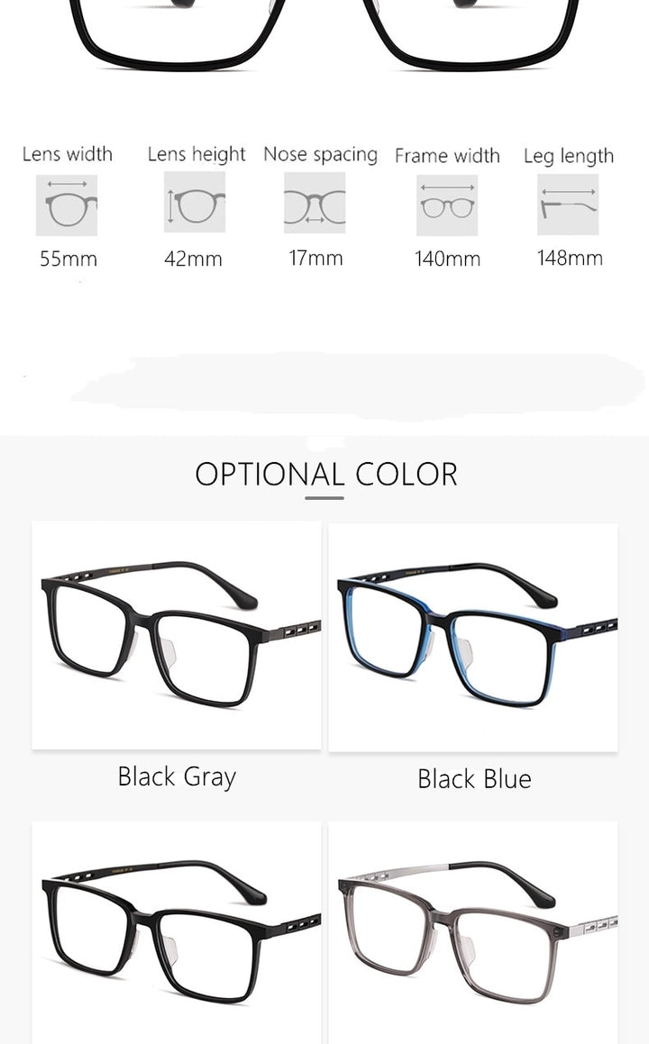 Yimaruili Men's Full Rim Titanium Frame Eyeglasses HT5022B Full Rim Yimaruili Eyeglasses