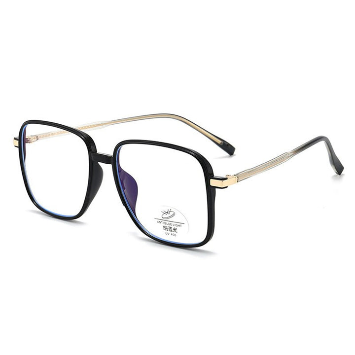 Hotony Unisex Full Rim Square TR 90 Resin Frame Eyeglasses 8877 Full Rim Hotony Shiny Black-C1