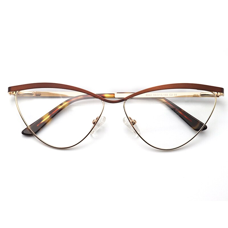 Laoyehui Women's Eyeglasses Cat Eye Alloy Frame 8042 Full Rim Laoyehui Auburn