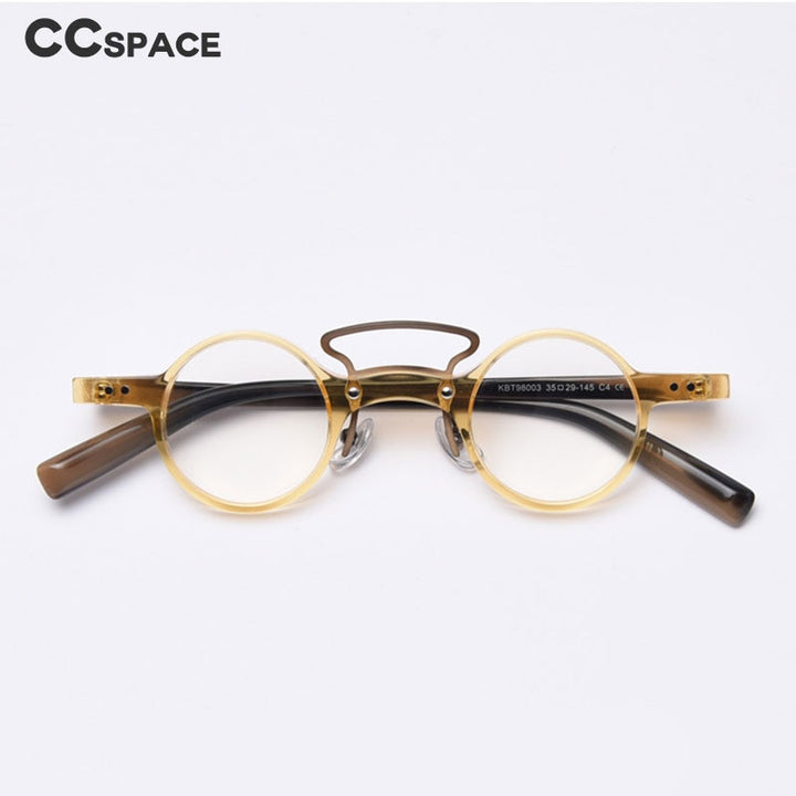 CCspace Unisex Full Rim Round Acetate Punk Double Bridge Frame Eyeglasses 49805 Full Rim CCspace