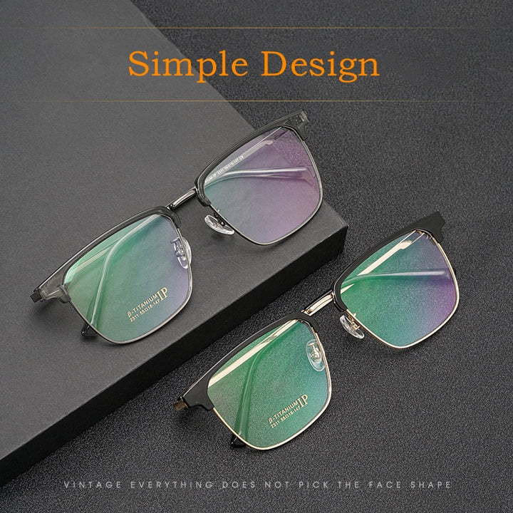 Yimaruili Men's Full Rim IP Plated β Titanium Square Frame Eyeglasses 2311YJ Full Rim Yimaruili Eyeglasses