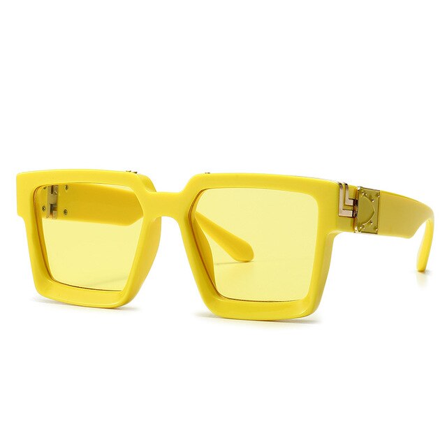 CCspace Unisex Full Rim Square Resin Frame Sunglasses 46167 Sunglasses CCspace Sunglasses C10yellow LargeFrame