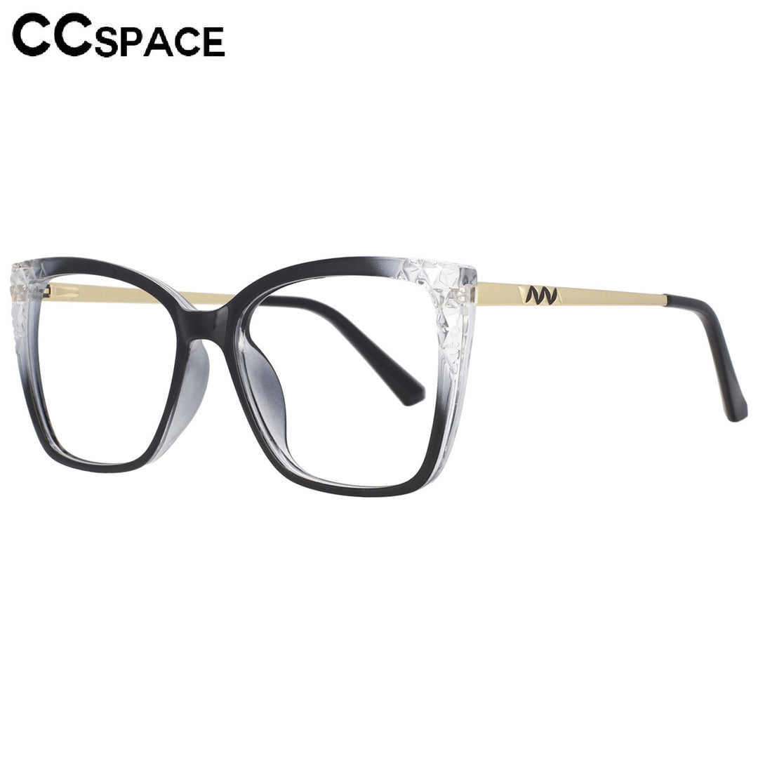 CCspace Women's Full Rim Square Cat Eye Tr 90 Titanium Frame Eyeglasses 53715 Full Rim CCspace