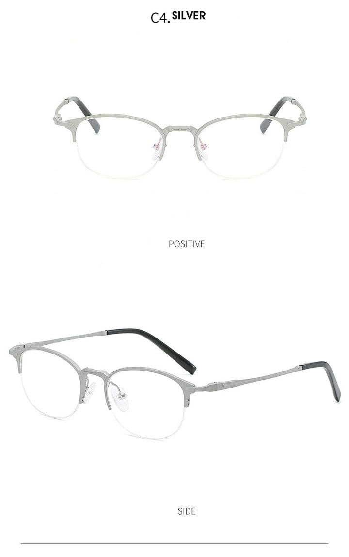 Hdcrafter Unisex Semi Rim Round TR 90 Titanium Frame Eyeglasses 6301 Semi Rim Hdcrafter Eyeglasses