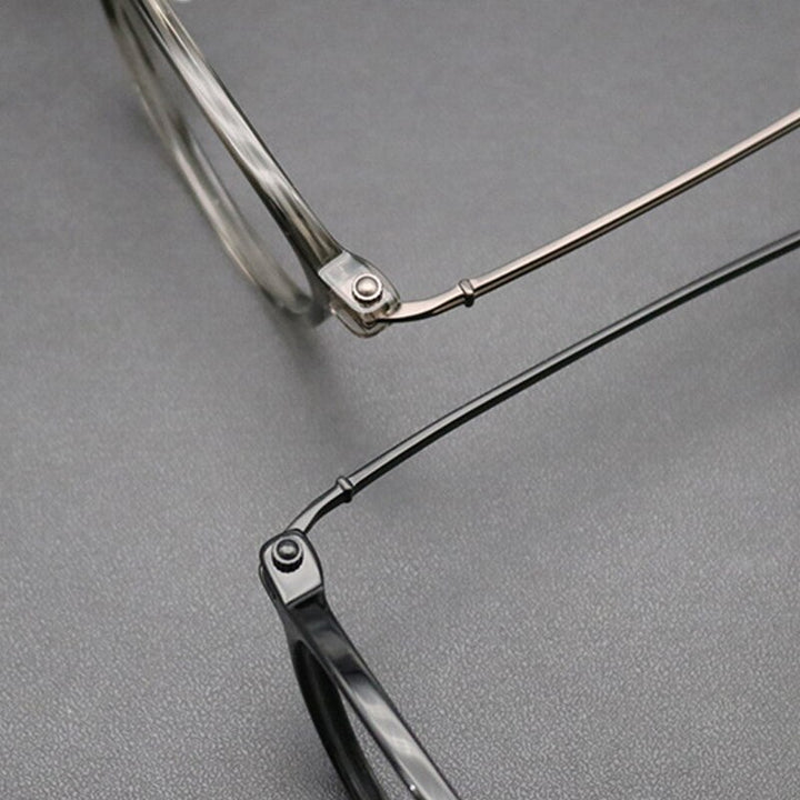 Gatenac Unisex Full Rim Square Titanium Acetate Frame Eyeglasses Gxyj697 Full Rim Gatenac