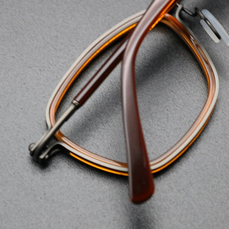 Gatenac Unisex Full Rim Square Acetate Titanium Frame Eyeglasses Gxyj544 Full Rim Gatenac