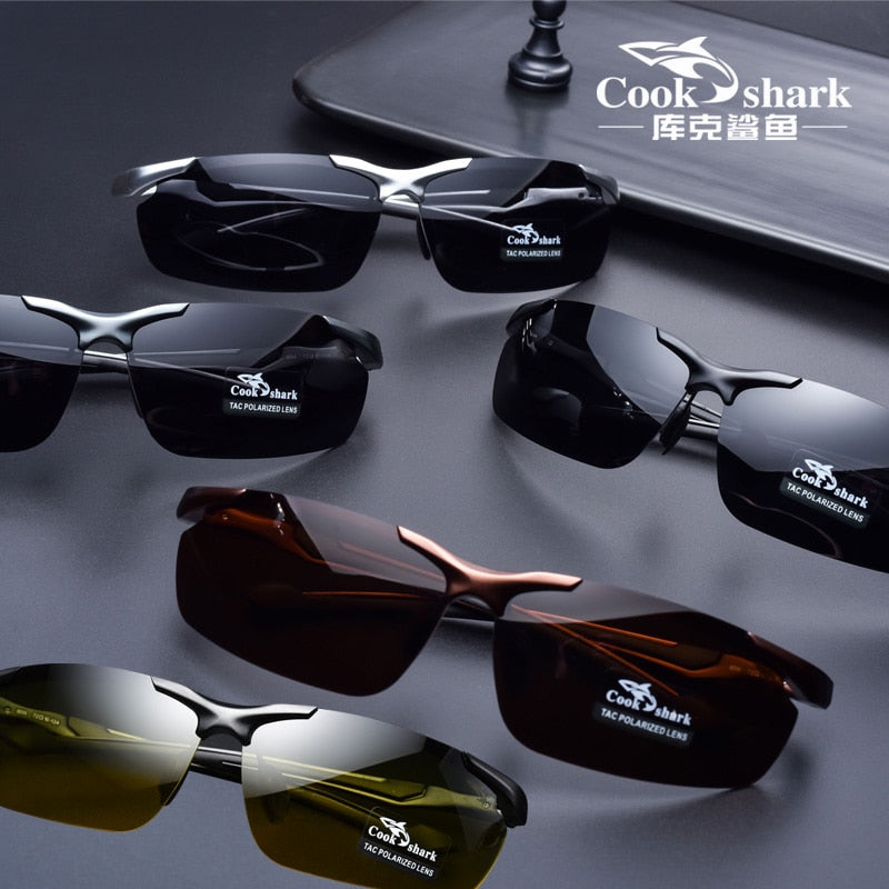 Cookshark Brand Men's Sunglasses Polarized Driving Hipster 8016 Sunglasses Cook Shark
