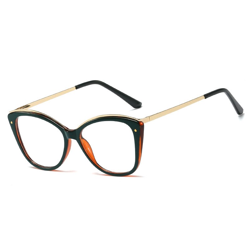CCspace Unisex Full Rim Square Cat Eye Tr 90 Titanium Frame Eyeglasses 48168 Full Rim CCspace C6green