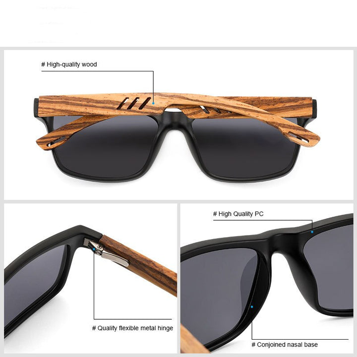 Yimaruili Unisex Full Rim Rectangular Wooden Frame Polarized Lens Sunglasses 8016 Sunglasses Yimaruili Sunglasses