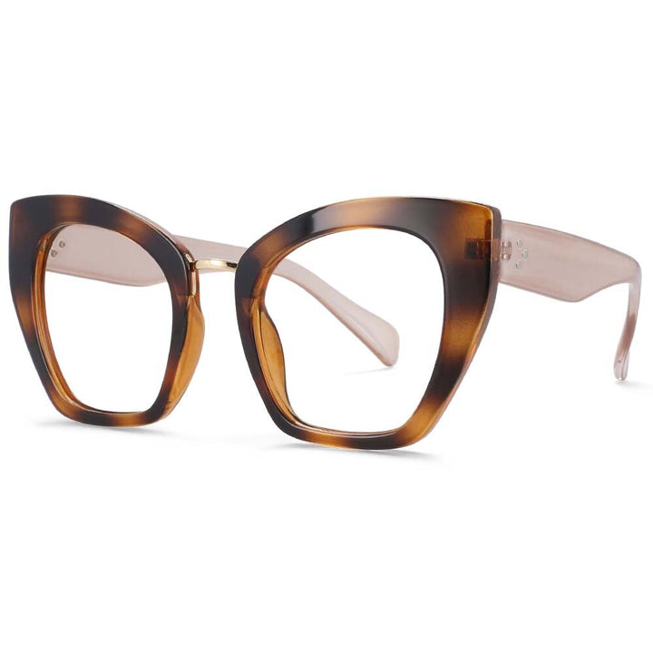 CCspace Unisex Full Rim Oversized Cat Eye Resin Frame Eyeglasses 54045 Full Rim CCspace leopard tea