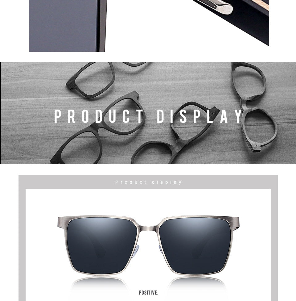 Yimaruili Men's Full Rim Square Wood/Stainless Steel Frame Polarized Lens Sunglasses 8037 Sunglasses Yimaruili Sunglasses